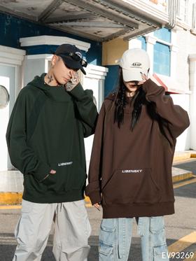 男加绒带帽卫衣93269