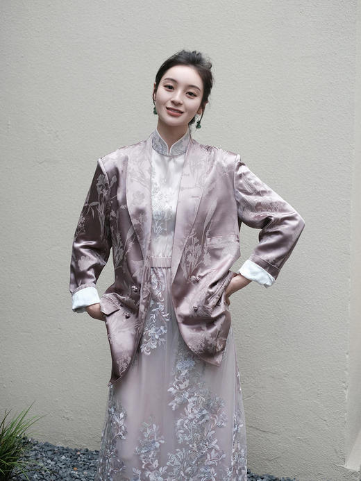 盛唐牡丹 |真丝提花蕙兰纹样西装外套 商品图1