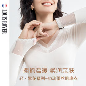【已下架】LOUIR ROYER/利蜂 V领蕾丝打底衫秋冬款保暖上衣N23LF1765[福利品]