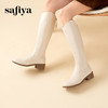Safiya/索菲娅2023冬季新款显瘦尖头粗跟高筒西部骑士靴 SF34117402 商品缩略图5