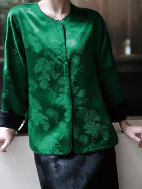微瑕秒杀|  盛唐牡丹 | 真丝冠乐绉松鼠葡萄纹双面穿外套 [特价品](特殊商品不退不换)