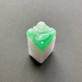 糯冰种阳绿翡翠印章