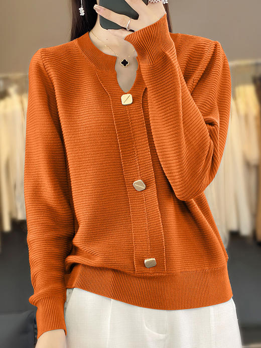 秋冬季上新打底衫气质套头圆领毛衣针织宽松内搭QH-JR-387 商品图3