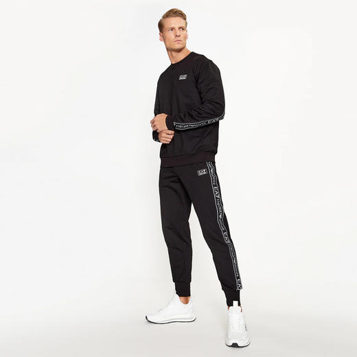 EMPORIO ARMANI EA7 男士棉质字母徽标休闲运动裤 黑色 6RPP54 PJ05Z 1200 商品图3