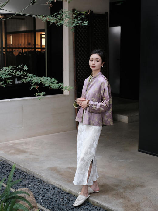 盛唐牡丹 |真丝提花梅兰竹菊外套/可正反两穿 商品图8