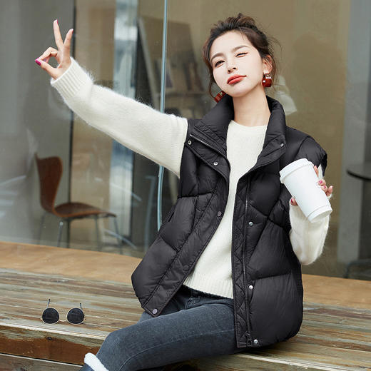 冬季新款，白鸭绒潮流时尚羽绒马甲外套女HR-MEIQIN9217 商品图1