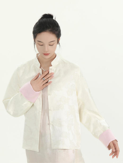 微瑕秒杀|  盛唐牡丹 |真丝提花女外套压皱工艺 [特价品](特殊商品不退不换) 商品图0