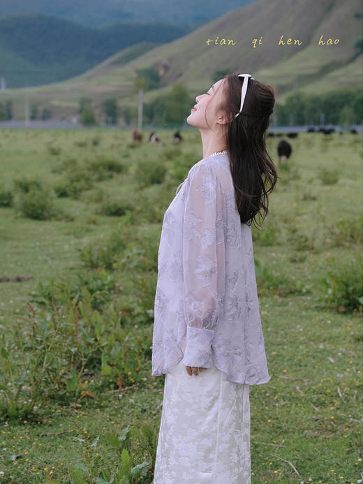 盛唐牡丹 |真丝乔其剪花纱女上衣 商品图9