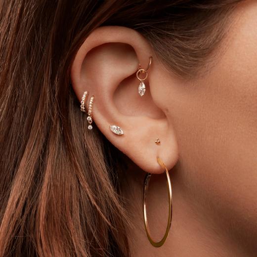 订购10周到｜Maria Tash-Plain Gold Hoop-14K白金 耳环（单只）［美国设计师］ 商品图5