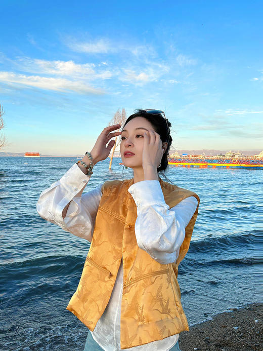 盛唐牡丹 |真丝提花仙鹤纹夹棉马甲 商品图10