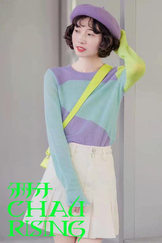 羊绒羊毛拼接女衫 商品图2