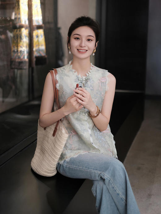 盛唐牡丹|真丝绡如意湖亭蕾丝马甲 商品图7