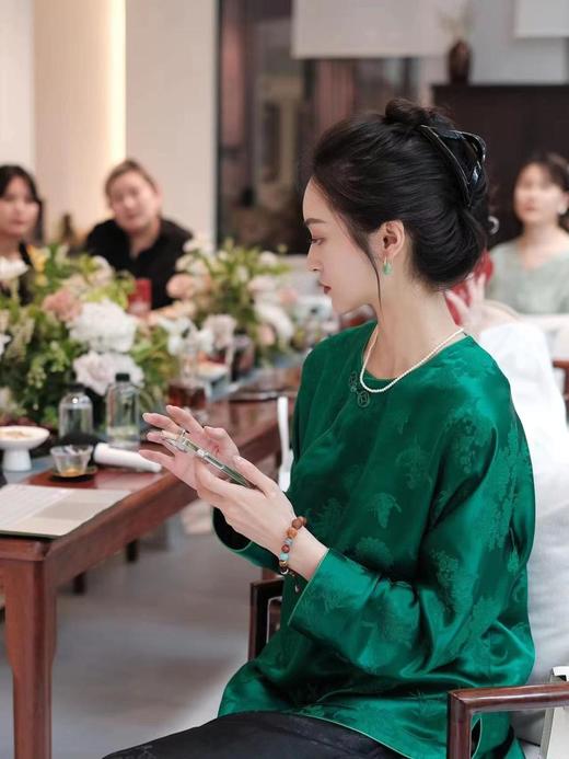 盛唐牡丹 |真丝提花梅兰竹菊偏襟上衣 商品图0