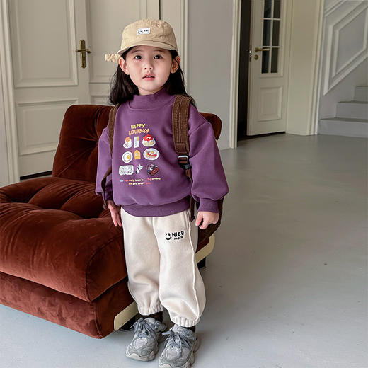 【加厚一体绒套装！抗寒升级】女童加绒卫衣秋冬装，中小童加厚一体绒套头衫上衣，，暖意加倍。轻松穿搭，时尚随行立体剪裁，质感出众lm 商品图5