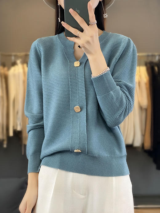 秋冬季上新打底衫气质套头圆领毛衣针织宽松内搭QH-JR-387 商品图1