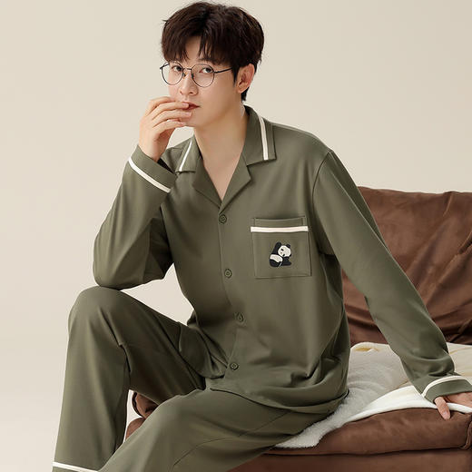 100%纯棉【情侣纯棉睡衣】秋冬款长袖开衫睡衣  家居服套装  情侣装 商品图6