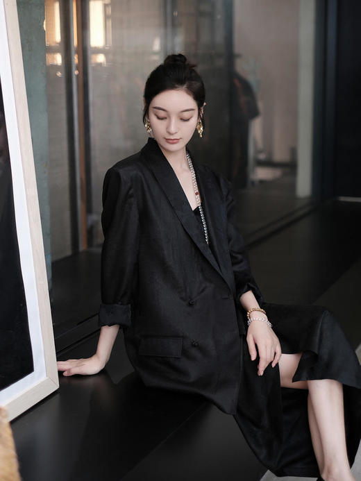 盛唐牡丹 |香云纱蝴蝶碎花纹西装外套 商品图7