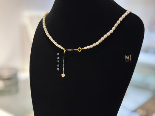 小米珍珠大漆珠金属设计项链 商品图5