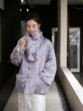 盛唐牡丹|真丝提花蕙兰纹夹绵棉服(配围巾)