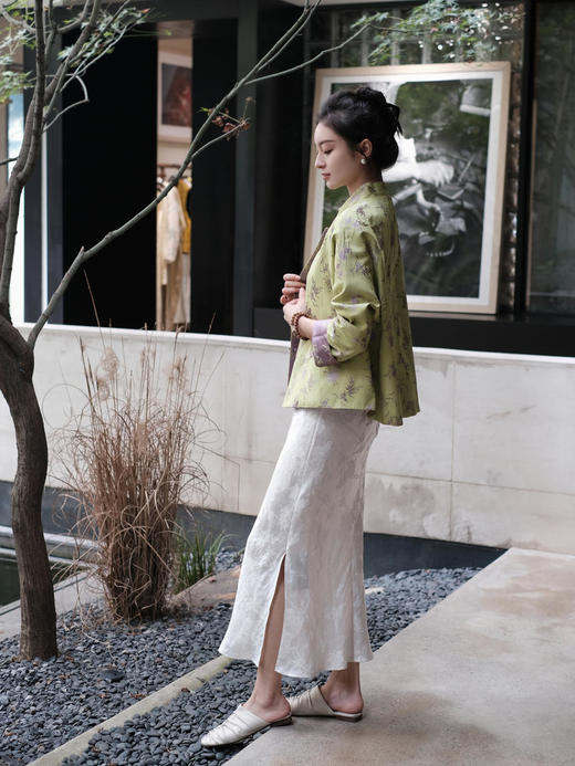 盛唐牡丹 |真丝提花梅兰竹菊外套/可正反两穿 商品图6