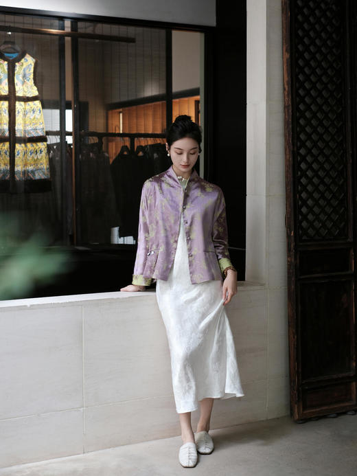 盛唐牡丹 |真丝提花梅兰竹菊外套/可正反两穿 商品图1