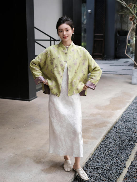 盛唐牡丹 |真丝提花梅兰竹菊外套/可正反两穿 商品图5