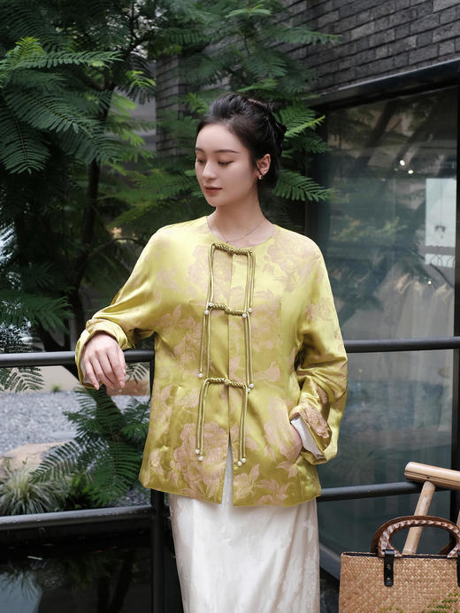 微瑕秒杀| 盛唐牡丹 |芙蓉翠鸟真丝外套(夹棉) [特价品](特殊商品不退不换) 商品图0