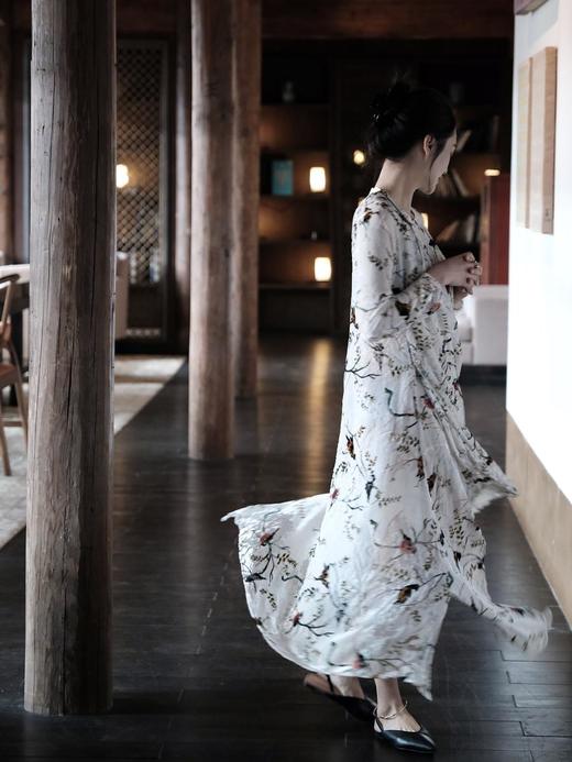 盛唐牡丹 |水墨喜上眉梢真丝丝绒女长裙 商品图5