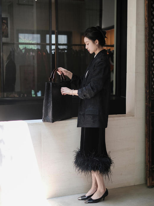 盛唐牡丹 |真丝冠乐绉凤凰纹双排扣西装外套 商品图7