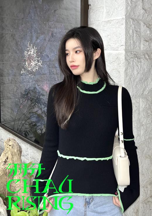 撞边百搭羊绒女衫 商品图0