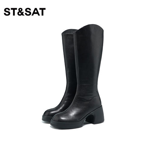 星期六经典简约长筒骑士靴SS34117637 商品图0