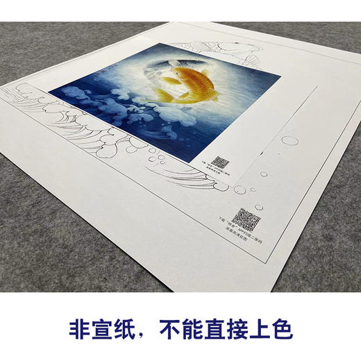 【大彩图】李晓明工笔画白描底稿斗方小品《鲤鱼》临摹勾线花鸟底稿K107 商品图2