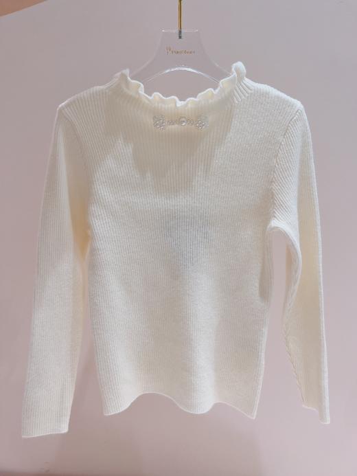 珍珠盘扣打底衫 珍珠领花打底衫 商品图0