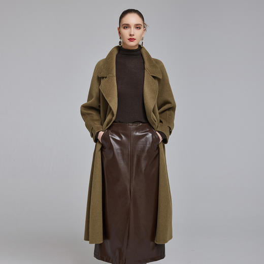 NH926斯尔丽2023冬季新款设计感领子时尚系腰带气质显瘦女双面呢大衣 商品图0