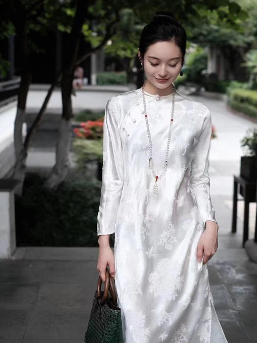 瑕疵|  盛唐牡丹|真丝梅兰竹菊斜襟旗袍裙[特价品]](特殊商品不退不换)(特殊商品不退不换) 商品图1