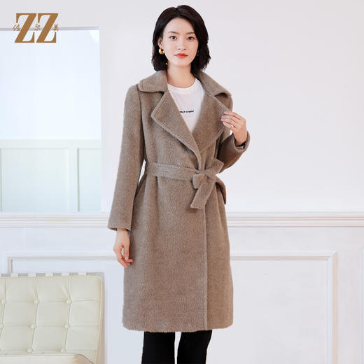 佐尔美秋冬新款 气质优雅羊驼毛长大衣女E24DC23 商品图2