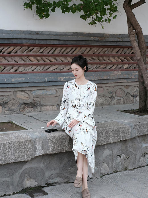 盛唐牡丹|春燕丝绒盘扣一步裙 商品图4