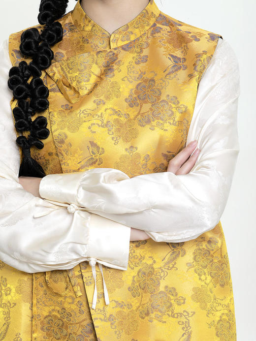 盛唐牡丹 |花香引蝶真丝宋锦新中式马甲正反两穿（里料随机花纹） 商品图6