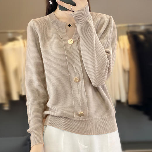 秋冬季上新打底衫气质套头圆领毛衣针织宽松内搭QH-JR-387 商品图5