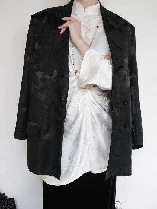 盛唐牡丹 |真丝冠乐绉凤凰纹双排扣西装外套 商品图9