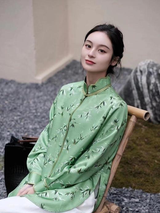 微瑕秒杀 |盛唐牡丹 |文竹真丝花瓣领衬衫[特价品](特殊商品不退不换) 商品图2