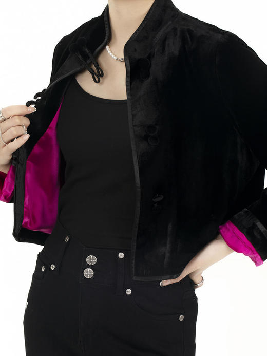 盛唐牡丹 |短款真丝丝绒复古小外套 商品图4