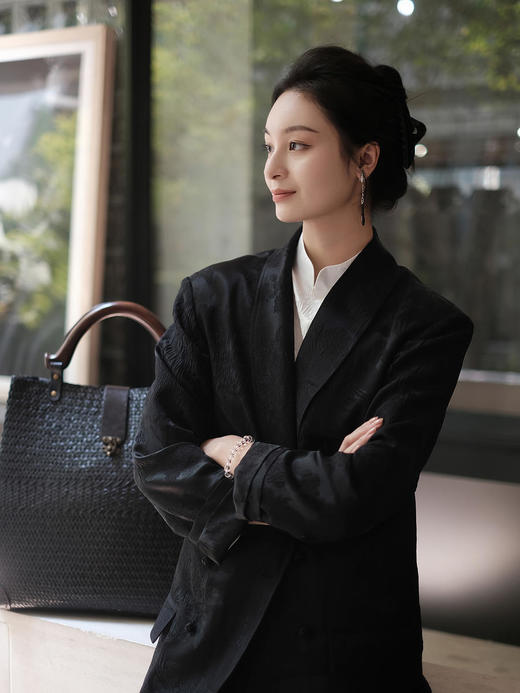 盛唐牡丹 |真丝冠乐绉凤凰纹双排扣西装外套 商品图8