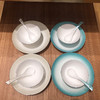 品物攸宜唐山骨瓷手绘素锦4人用12头中式套装餐具（蓝绿+白）礼盒装 商品缩略图5
