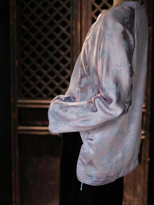 盛唐牡丹 |真丝提花斜襟上衣（蓝粉两面穿） 商品图9