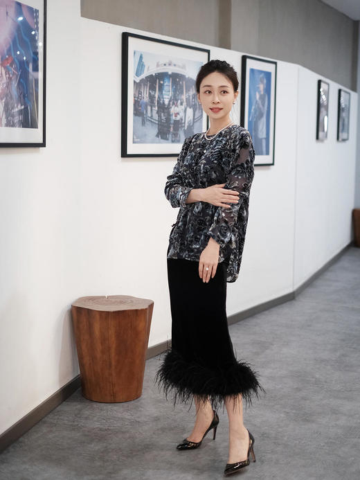 微瑕秒杀| 盛唐牡丹|丝绒黑色鸵鸟毛半裙[特价品]](特殊商品不退不换) 商品图6