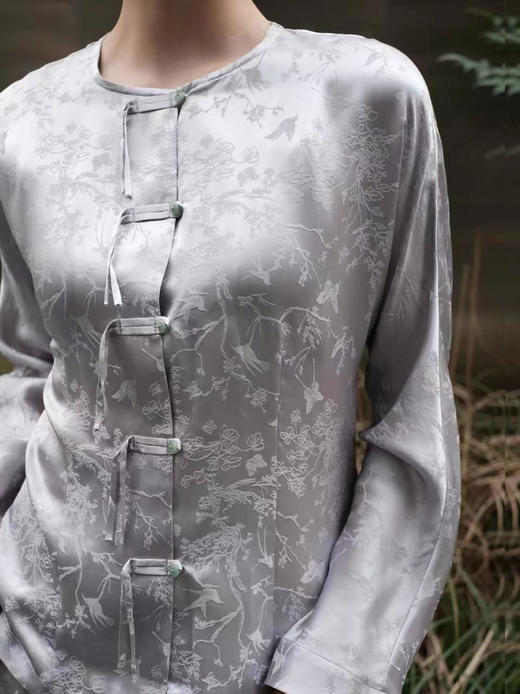 盛唐牡丹 |真丝提花缠枝喜鹊纹上衣 商品图4