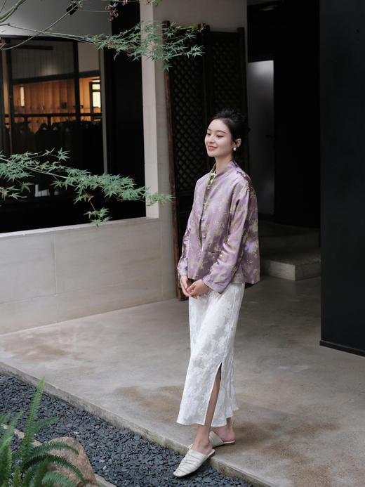 盛唐牡丹 |真丝提花梅兰竹菊外套/可正反两穿 商品图9