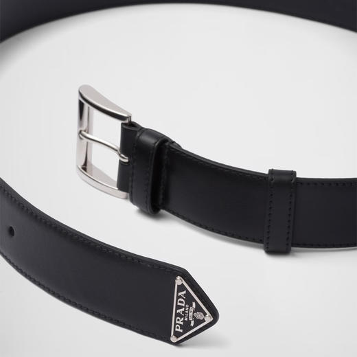 PRADA 普拉达 女士皮革金属珐琅三角徽标腰带 黑色 1CC545 8NQ F0002 商品图1