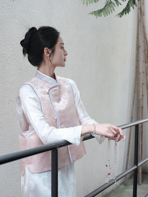 盛唐牡丹 |花锦缎喜鹊缠枝纹马甲/正反两穿 商品图10